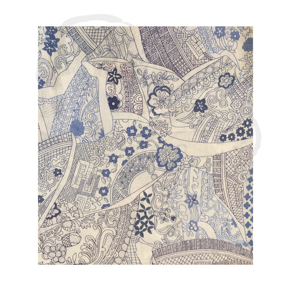 Blue Willow Pattern Broken Plates fabric