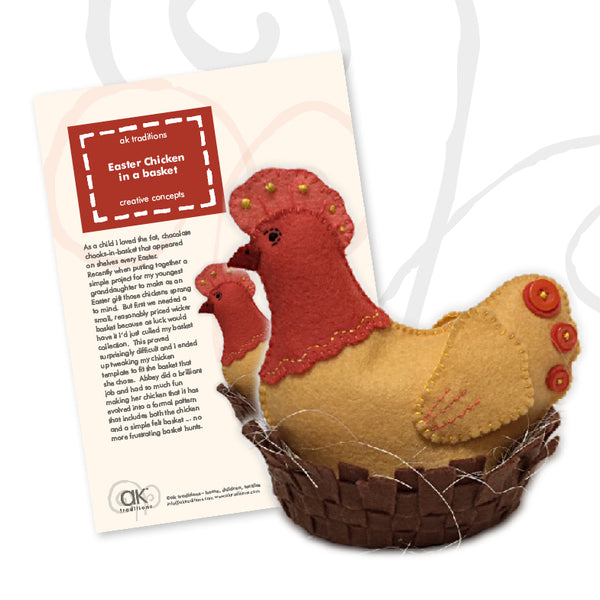Easter chicken in a basket, sewing kit