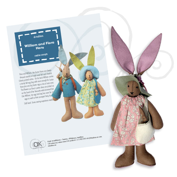 Flora and William, felt hare kit