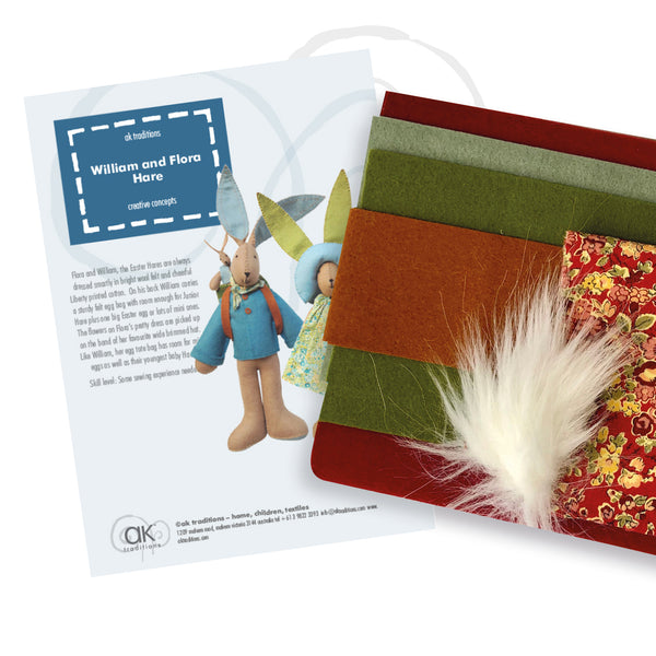 Flora and William, felt hare kit