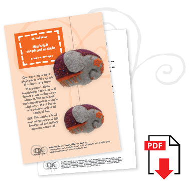 Mia’s felt elephant mobile e-pattern