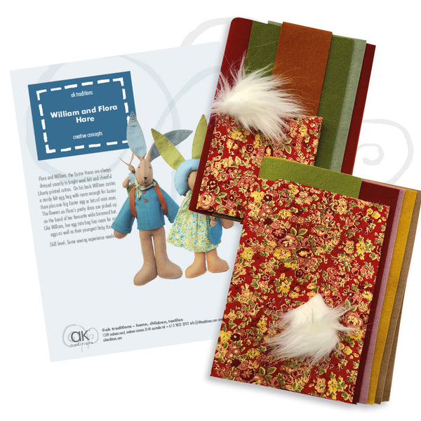 Flora and William, felt hare kit