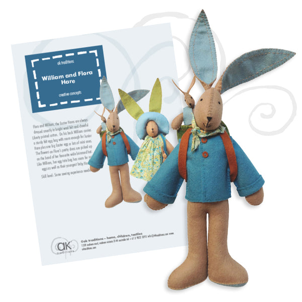 Flora and William, felt hare kit