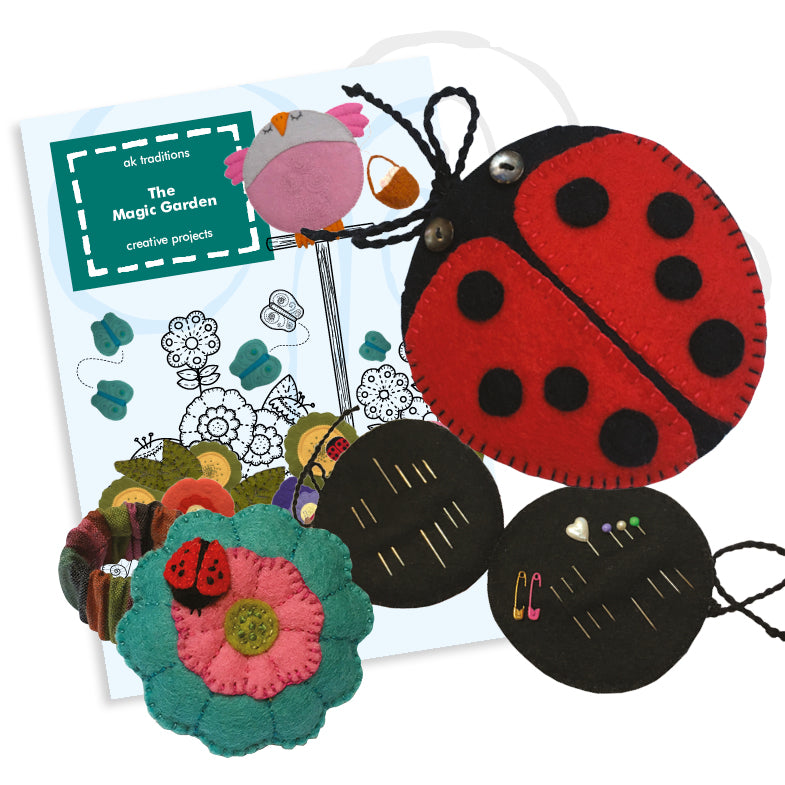 needle-case and pincushion wristband, sewing kit